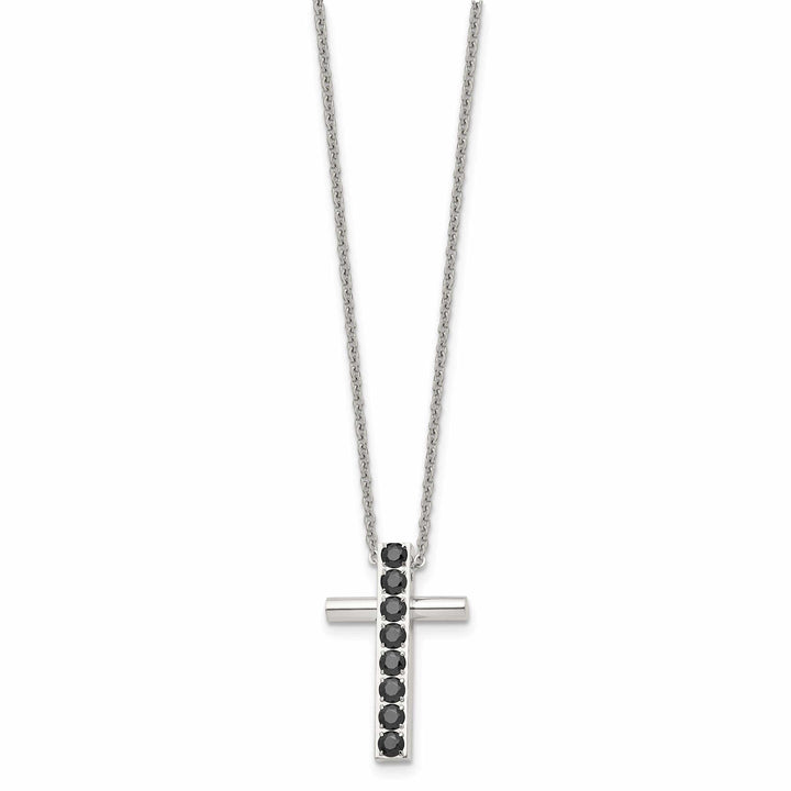 Chisel Necklaces Stainless Steel Polish Black C.Z Cross Necklace