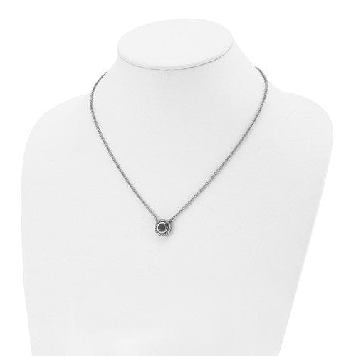 Chisel Necklaces Stainless Steel Polish Black CZ Circle necklace