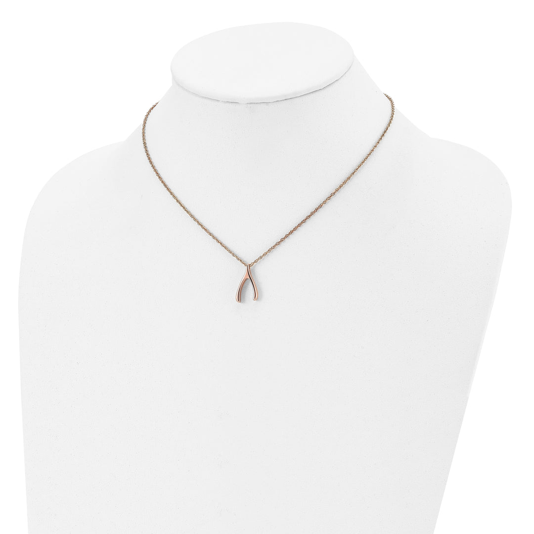 Chisel Necklaces Stainless Steel Polish Rose Wishbone Necklace