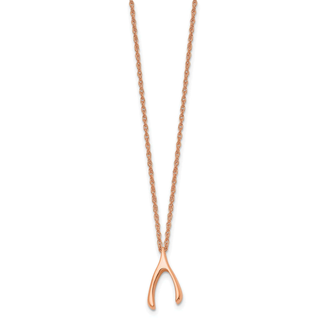 Chisel Necklaces Stainless Steel Polish Rose Wishbone Necklace