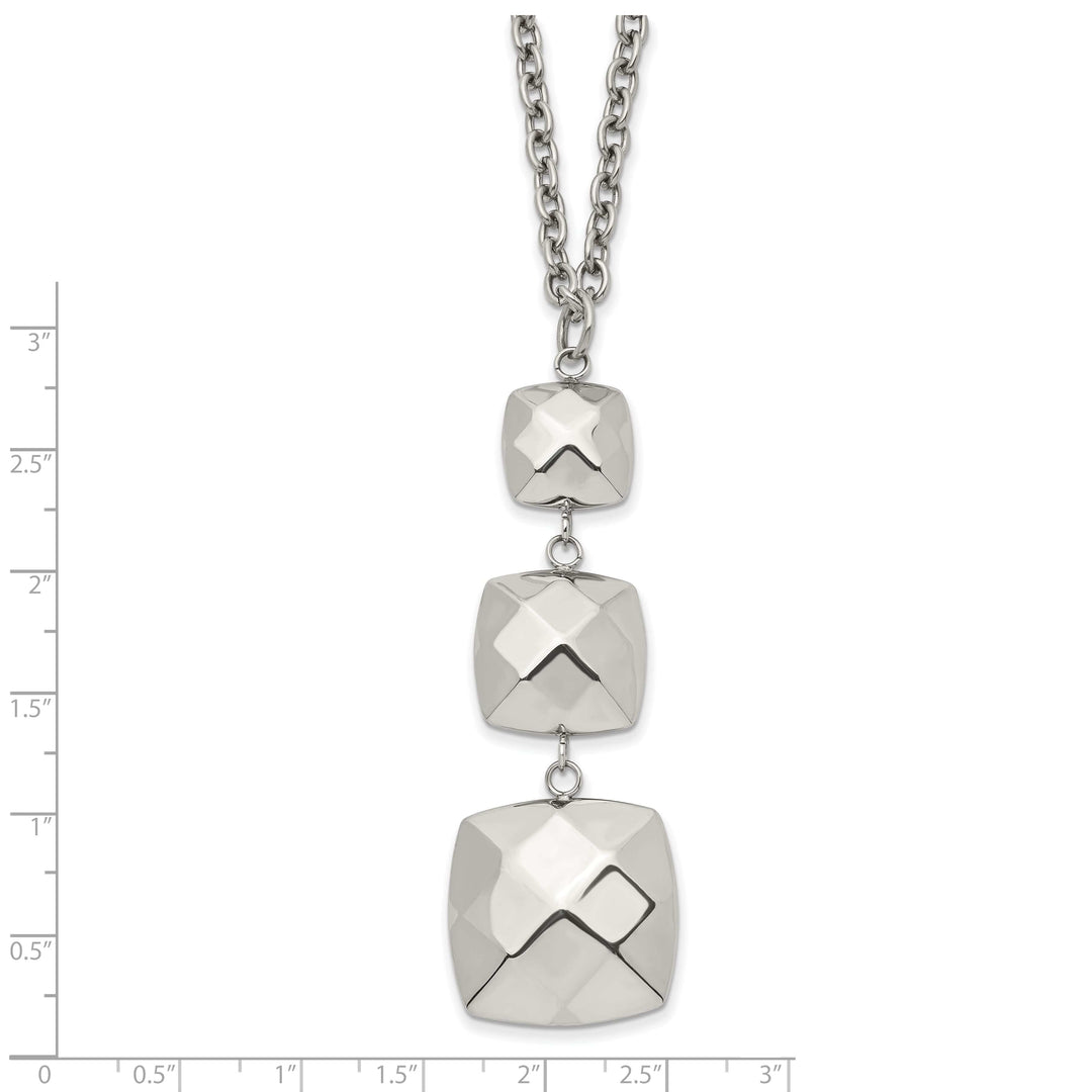 Chisel Necklaces Stainless Steel Polish Square Dangle Necklace