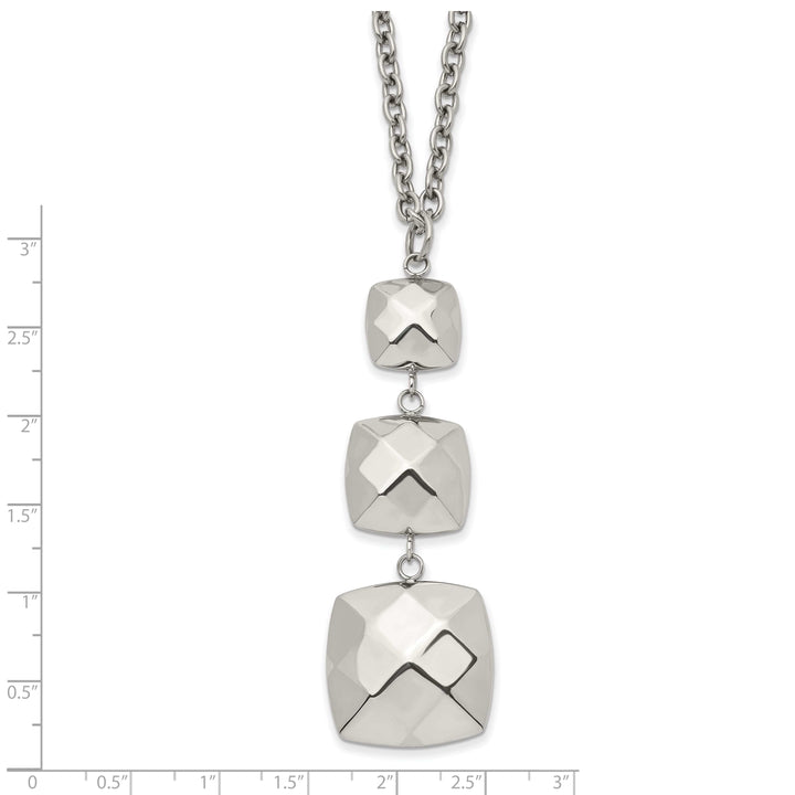 Chisel Necklaces Stainless Steel Polish Square Dangle Necklace