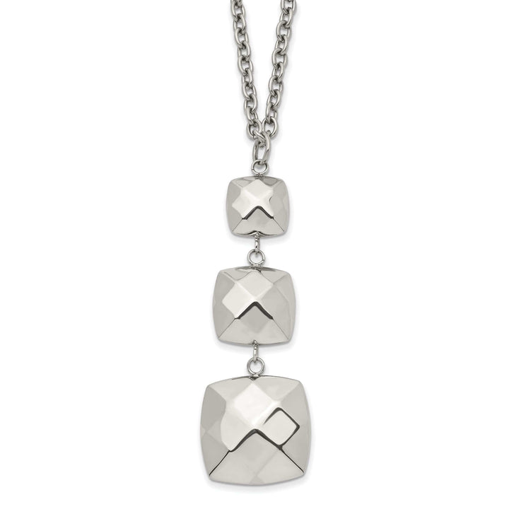 Chisel Necklaces Stainless Steel Polish Square Dangle Necklace