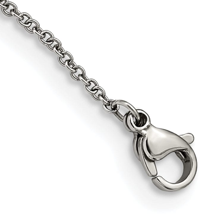 Chisel Necklaces Stainless Steel Polished Black MOP C.Z necklace