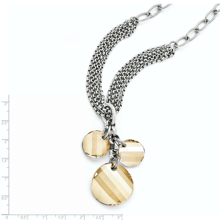Chisel Necklaces Stainless Steel Polished Crystal Necklace