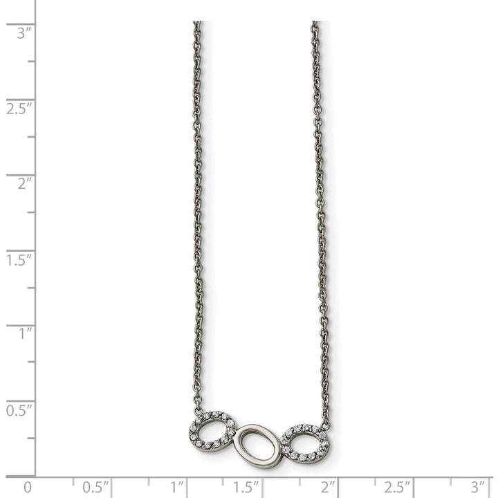 Chisel Necklaces Stainless Steel Polished CZ Necklace