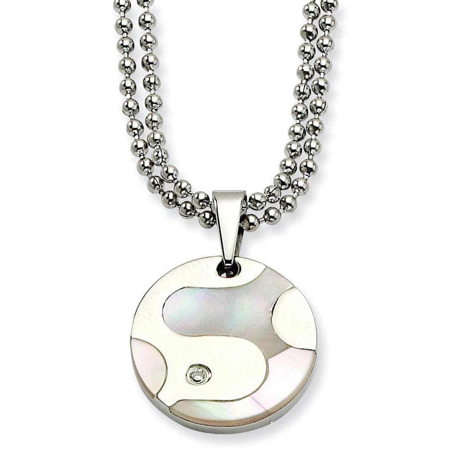 Chisel Necklaces Stainless Steel Polished Pearl Circle Necklace