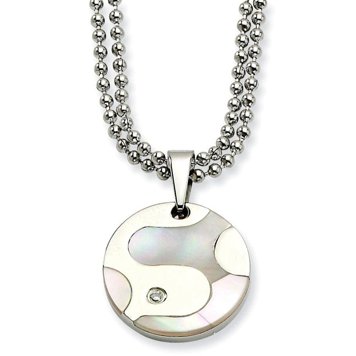 Chisel Necklaces Stainless Steel Polished Pearl Circle Necklace