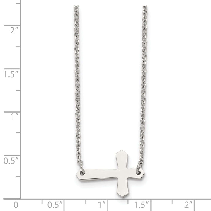 Chisel Necklaces Stainless Steel Polished Sideways Cross Necklace