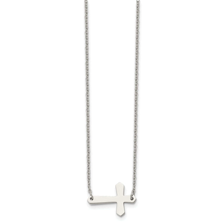 Chisel Necklaces Stainless Steel Polished Sideways Cross Necklace