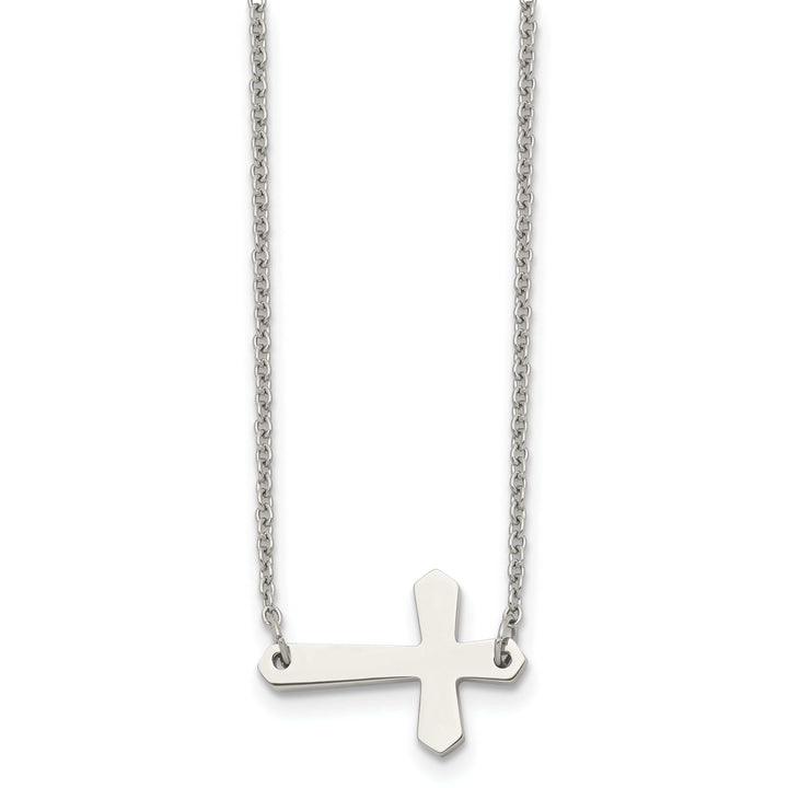 Chisel Necklaces Stainless Steel Polished Sideways Cross Necklace