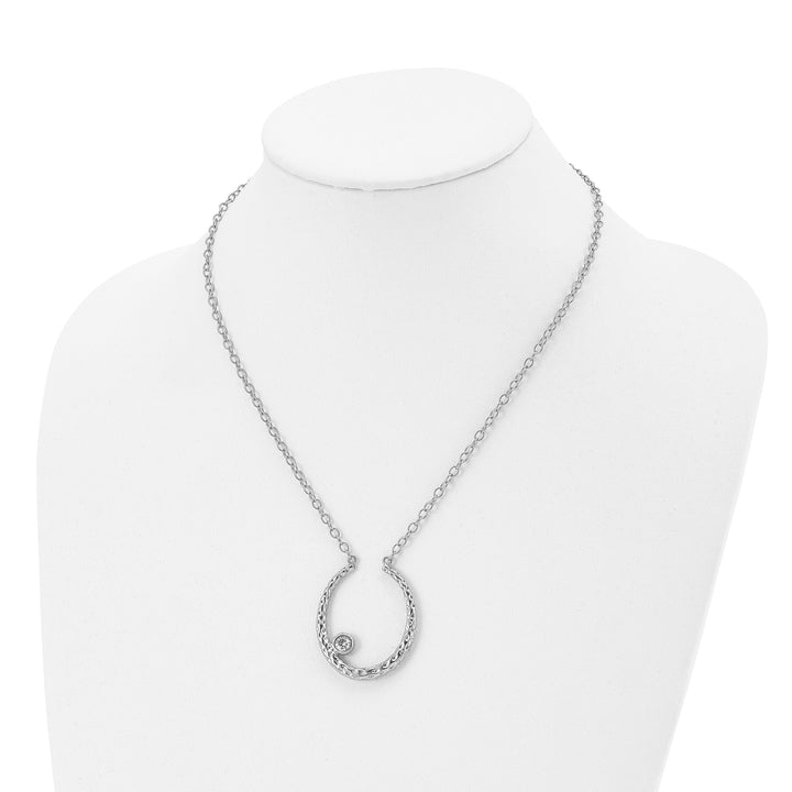 Chisel Necklaces Stainless Steel Polished Textured CZ necklace