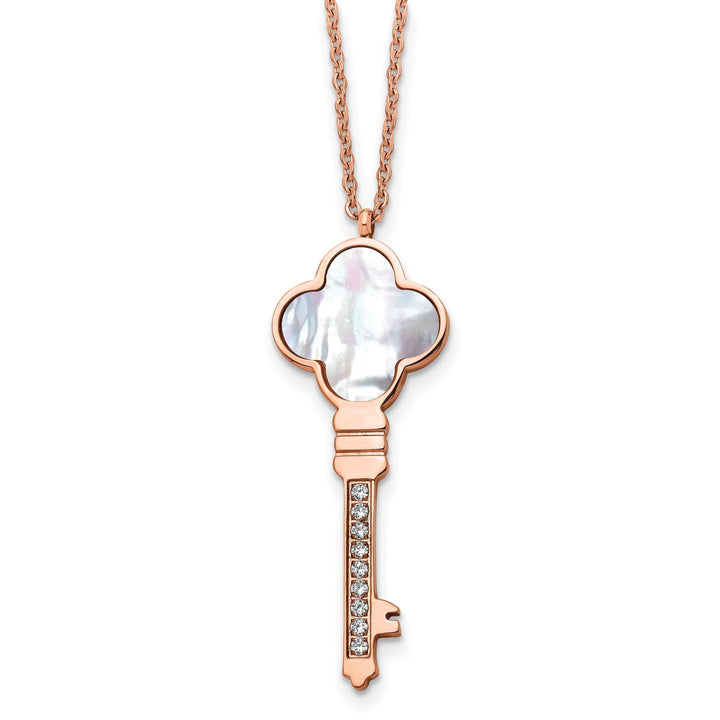 Chisel Necklaces Stainless Steel Rose Pearl Key necklace