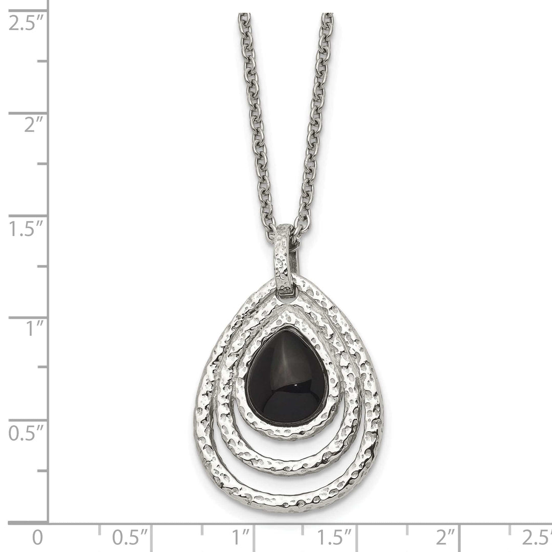 Chisel Necklaces Stainless Steel Textured Black Onyx necklace
