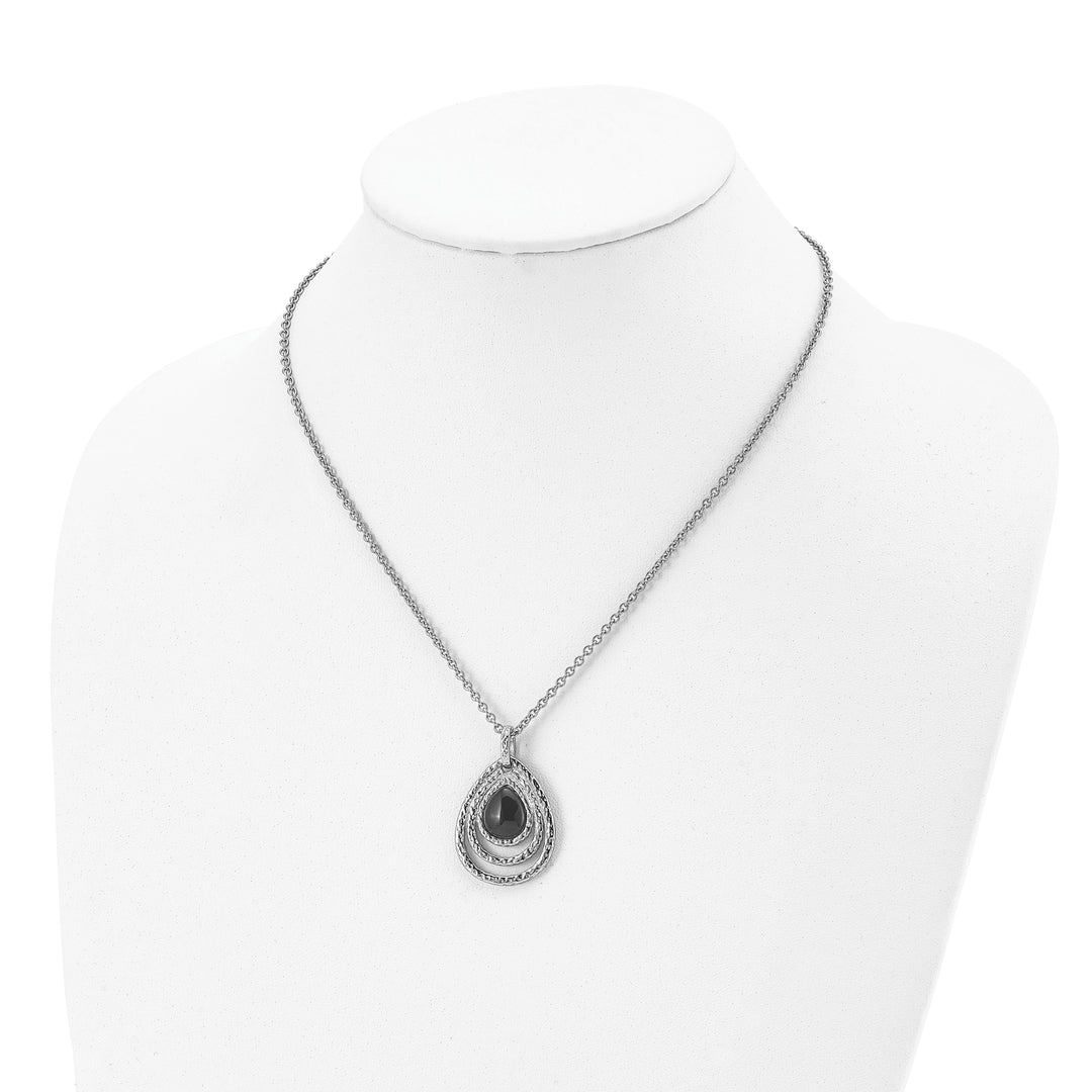 Chisel Necklaces Stainless Steel Textured Black Onyx necklace