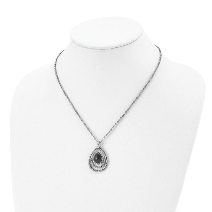 Chisel Necklaces Stainless Steel Textured Black Onyx necklace