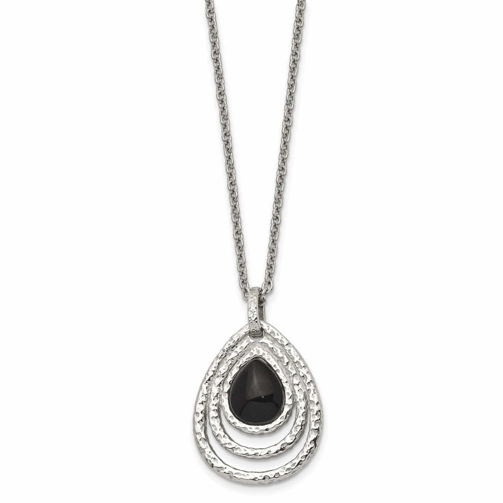 Chisel Necklaces Stainless Steel Textured Black Onyx necklace