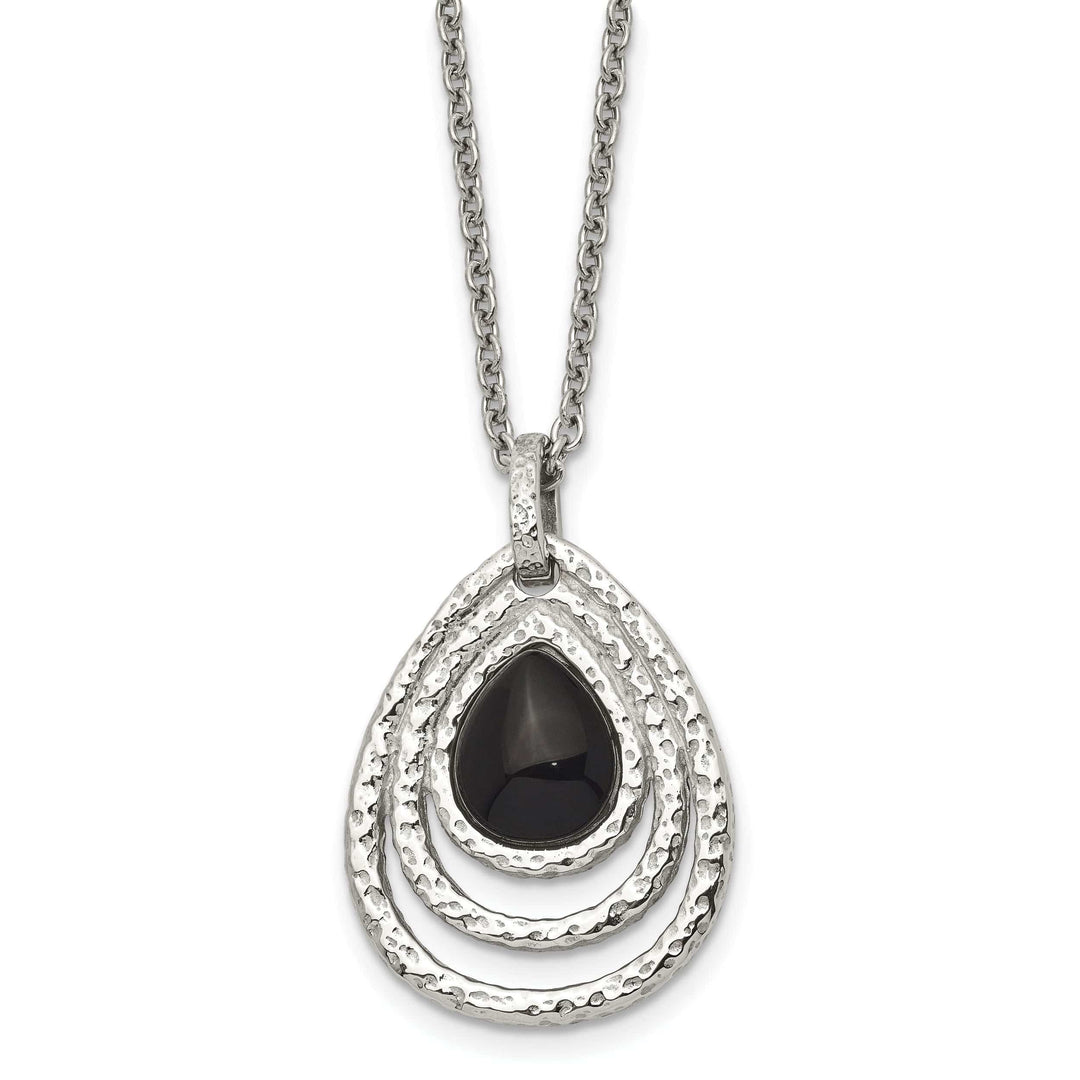 Chisel Necklaces Stainless Steel Textured Black Onyx necklace