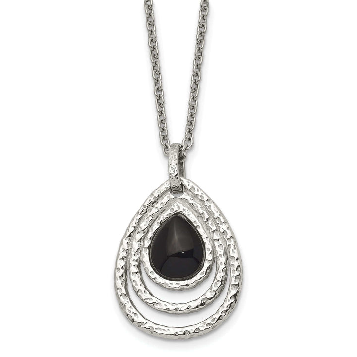 Chisel Necklaces Stainless Steel Textured Black Onyx necklace