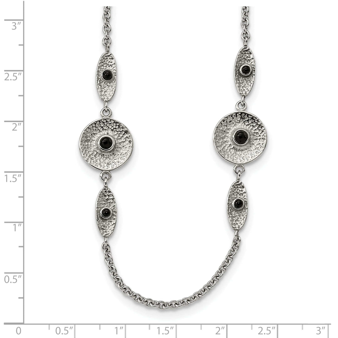 Chisel Necklaces Stainless Steel Textured Black Onyz Necklace