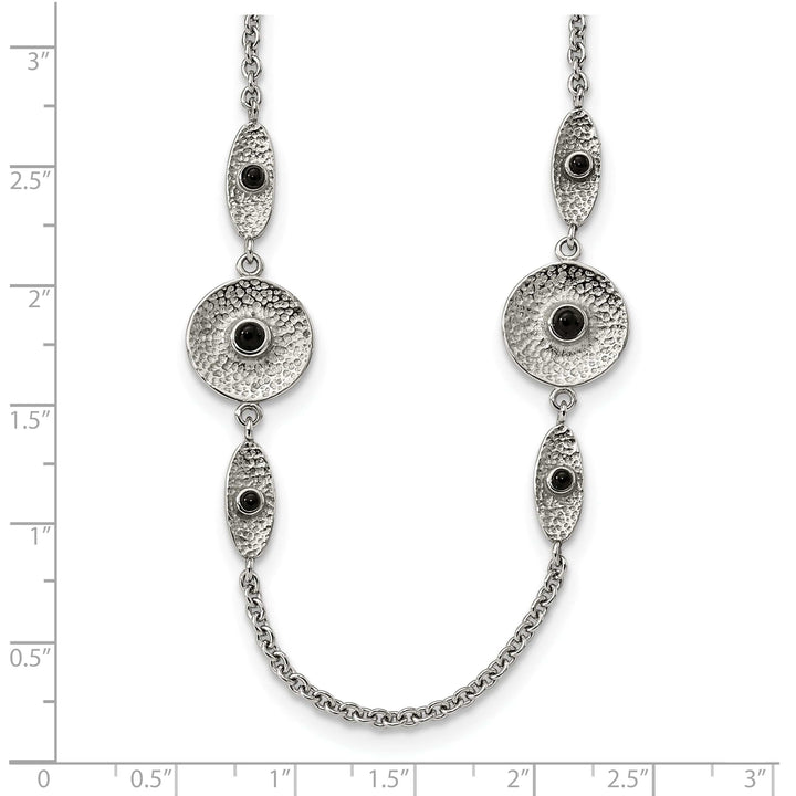 Chisel Necklaces Stainless Steel Textured Black Onyz Necklace