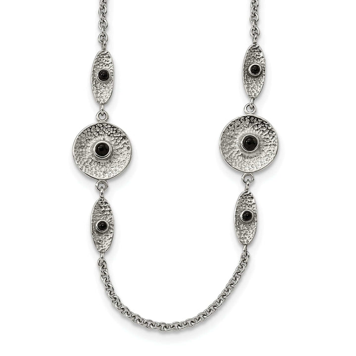 Chisel Necklaces Stainless Steel Textured Black Onyz Necklace