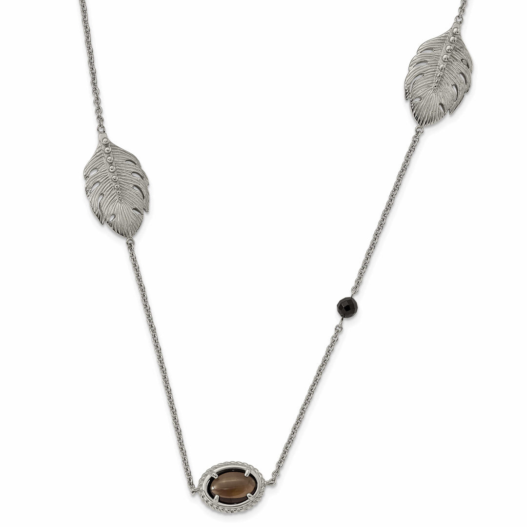 Chisel Necklaces Steel Smokey Quartz Black Onyx necklace