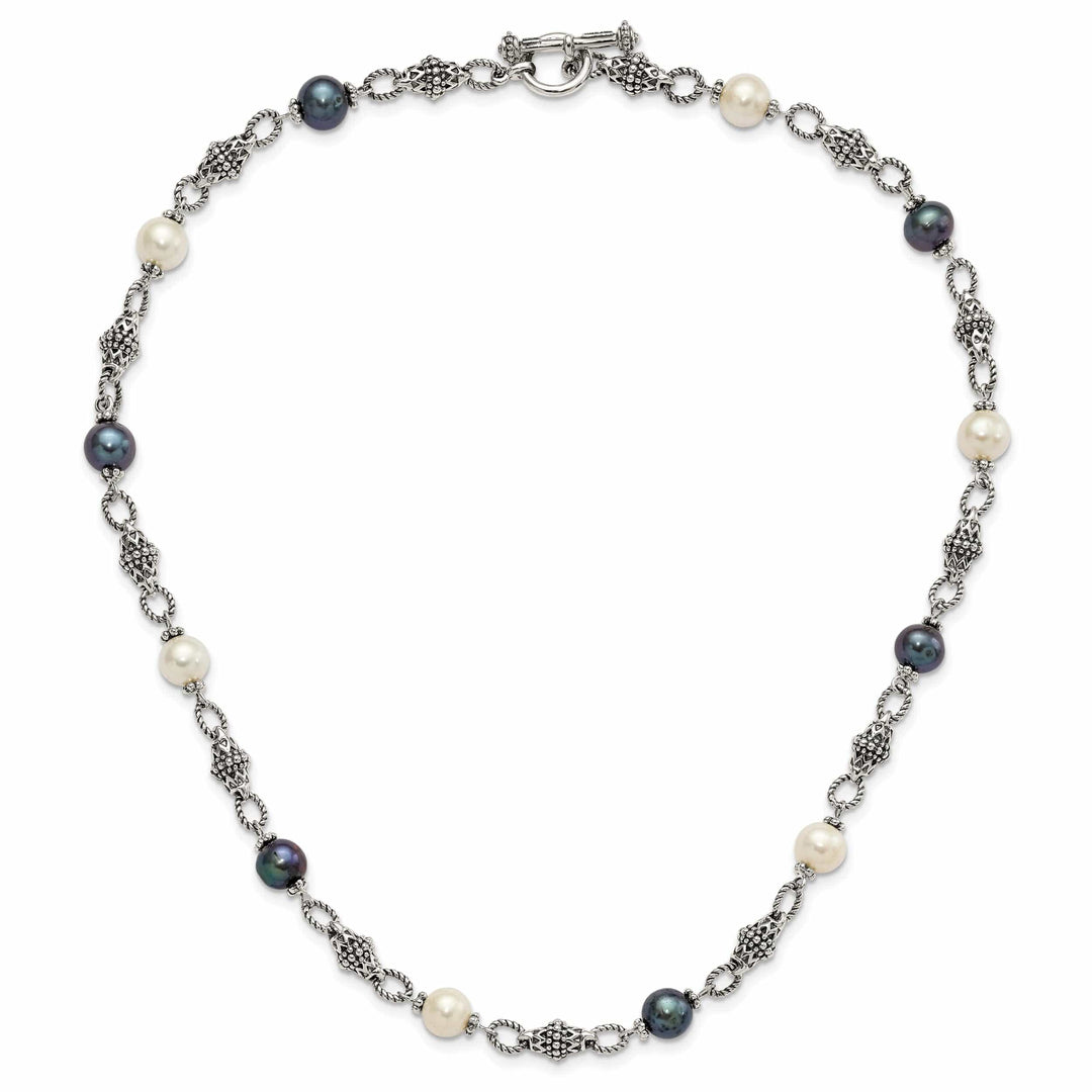 Shey Couture Necklaces Sterling Silver Black White Pearl Necklace
