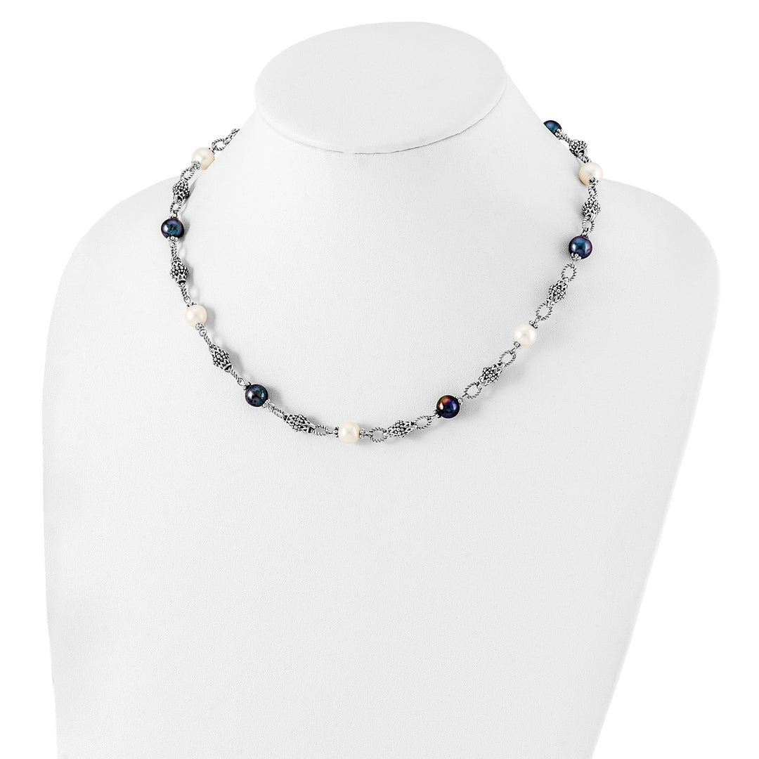 Shey Couture Necklaces Sterling Silver Black White Pearl Necklace