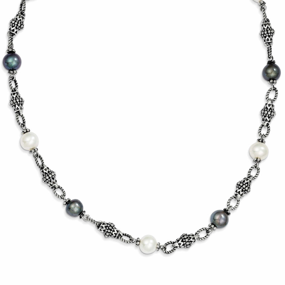 Shey Couture Necklaces Sterling Silver Black White Pearl Necklace