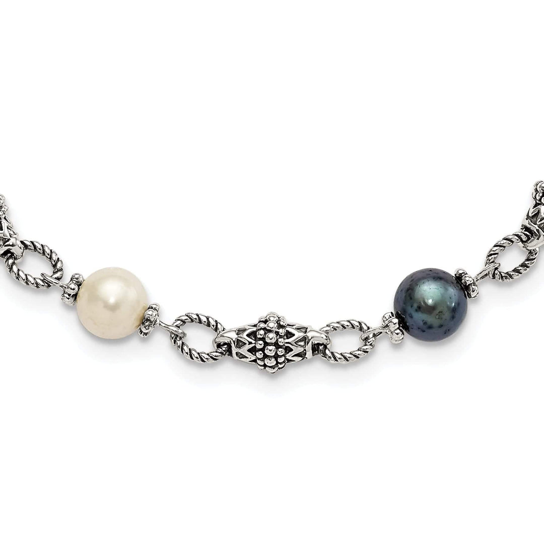 Shey Couture Necklaces Sterling Silver Black White Pearl Necklace