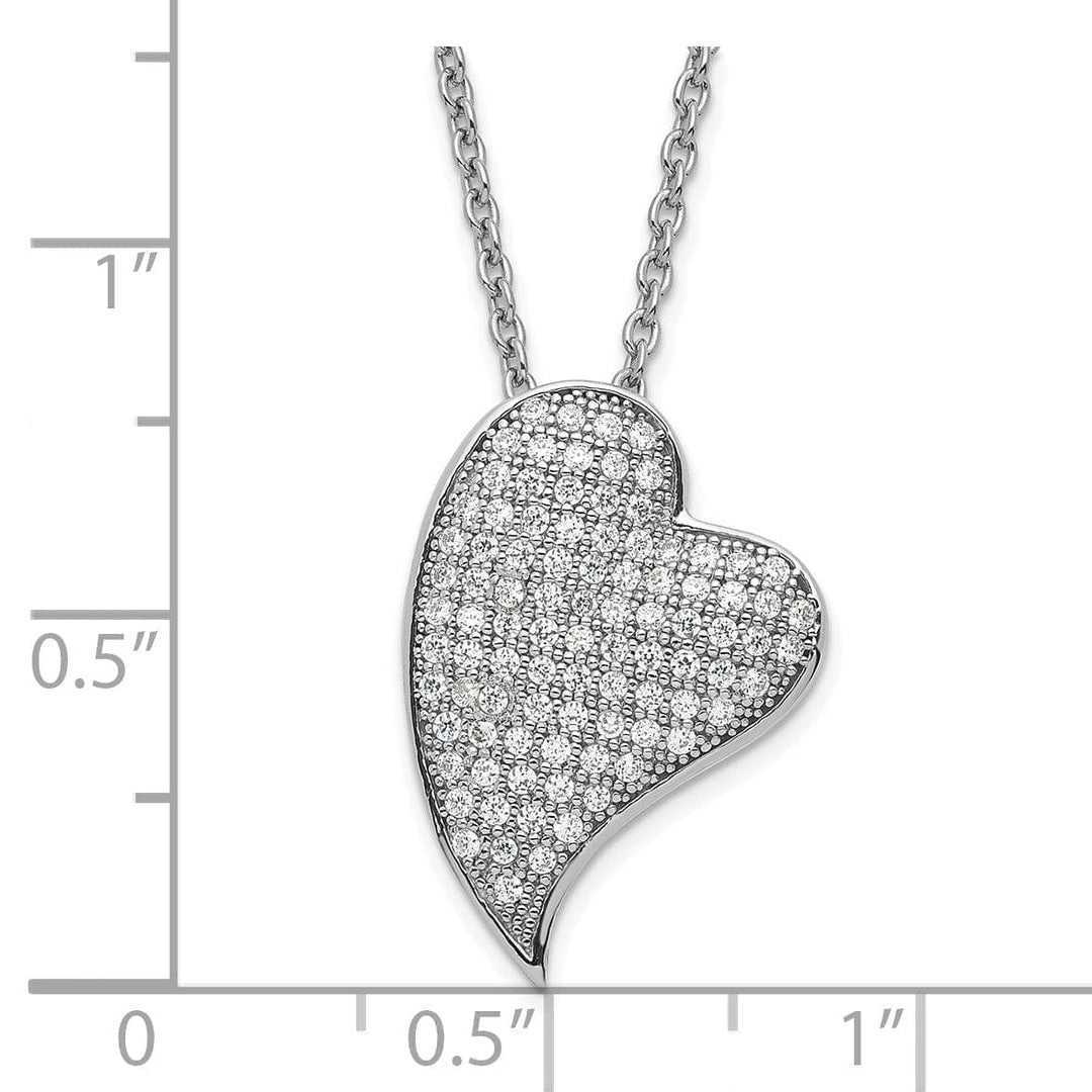 Brilliant Embers Necklaces Sterling Silver C.Z Polished Heart Necklace