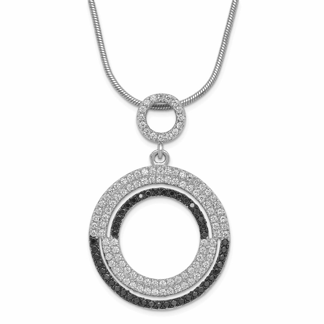 Brilliant Embers Necklaces Sterling Silver Cubic Zirconia Circle Necklace