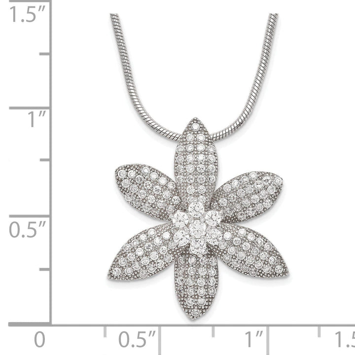 Brilliant Embers Necklaces Sterling Silver Cubic Zirconia Flower Necklace