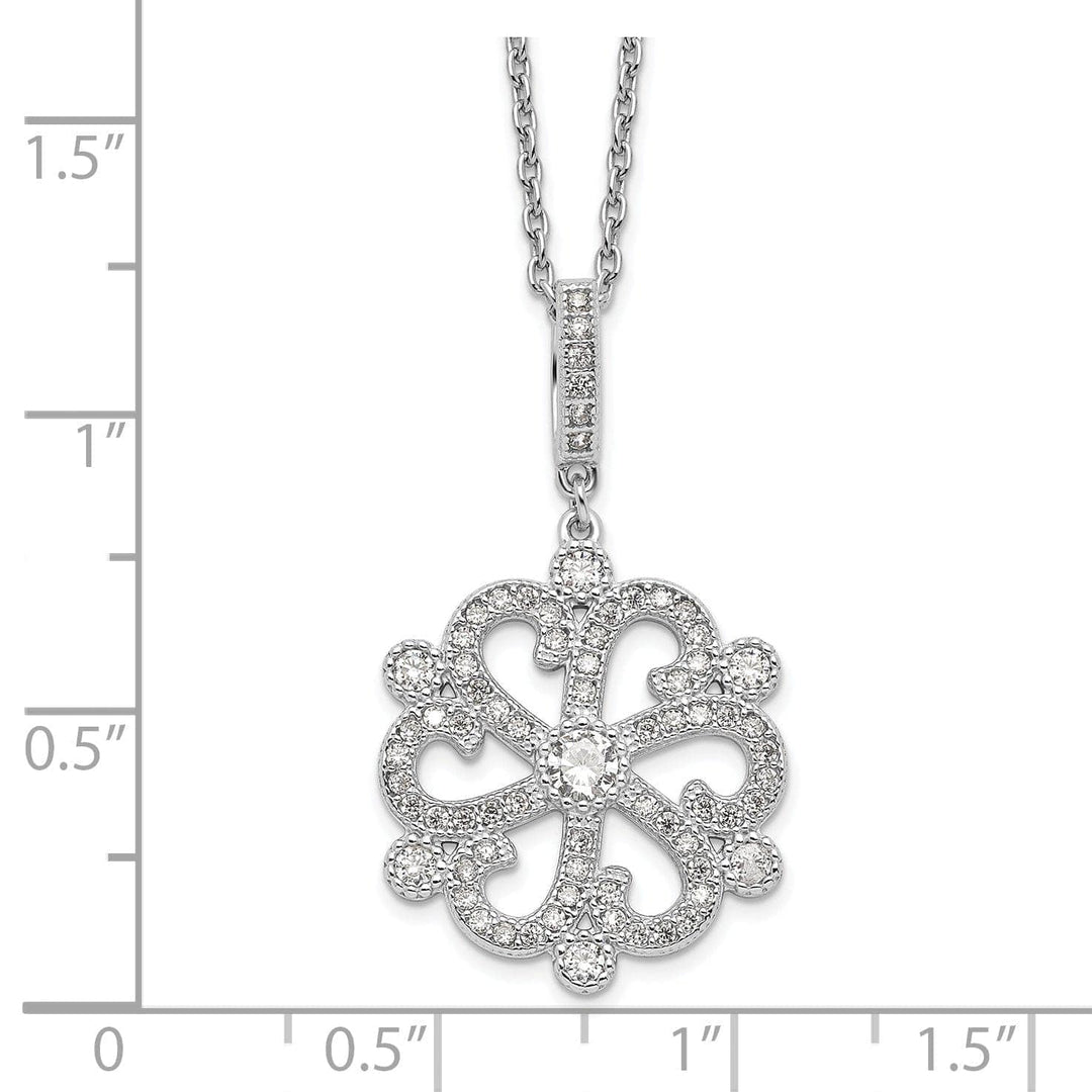 Lovely Rita's Necklaces Sterling Silver Cubic Zirconia Flower Necklace