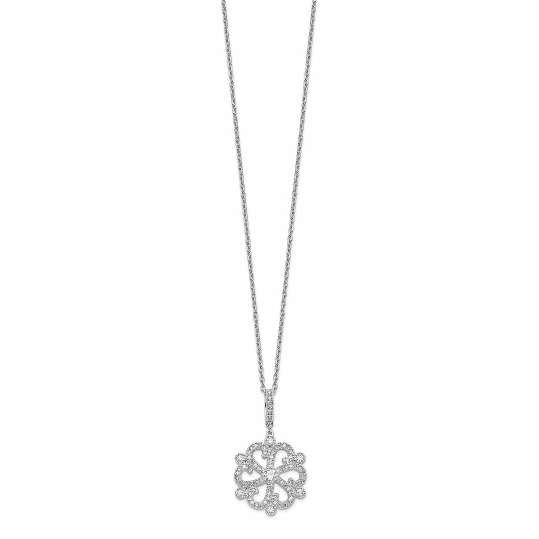 Lovely Rita's Necklaces Sterling Silver Cubic Zirconia Flower Necklace