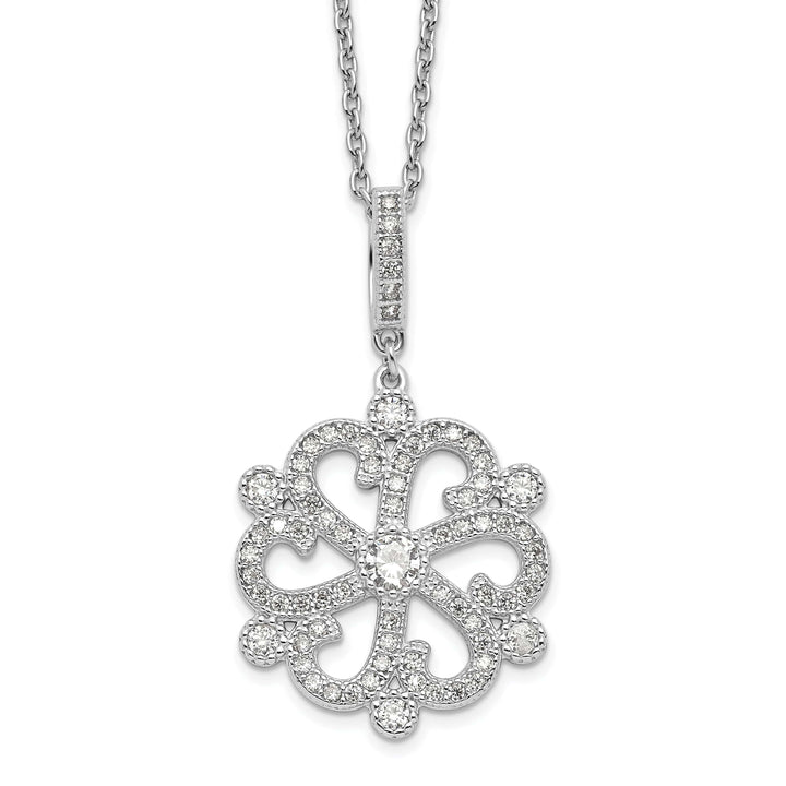 Lovely Rita's Necklaces Sterling Silver Cubic Zirconia Flower Necklace