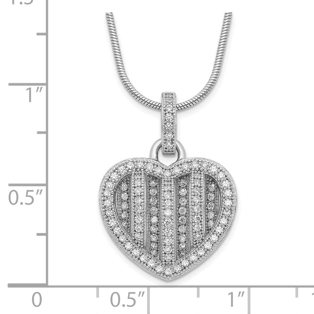 Brilliant Embers Necklaces Sterling Silver Cubic Zirconia Heart Necklace
