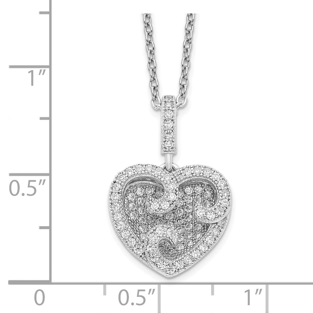 Lovely Rita's Necklaces Sterling Silver Cubic Zirconia Heart Necklace