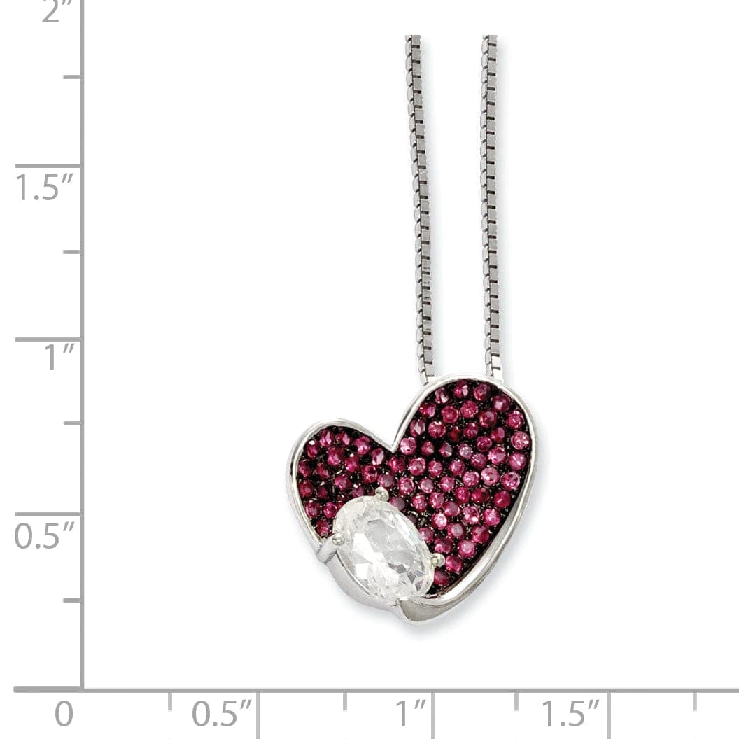 Brilliant Embers Necklaces Sterling Silver Cubic Zirconia Heart Necklace