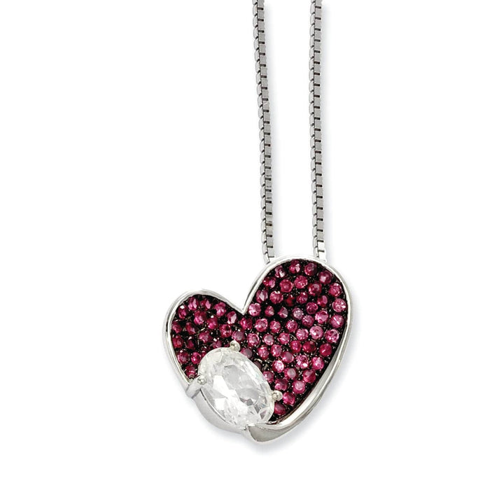 Brilliant Embers Necklaces Sterling Silver Cubic Zirconia Heart Necklace