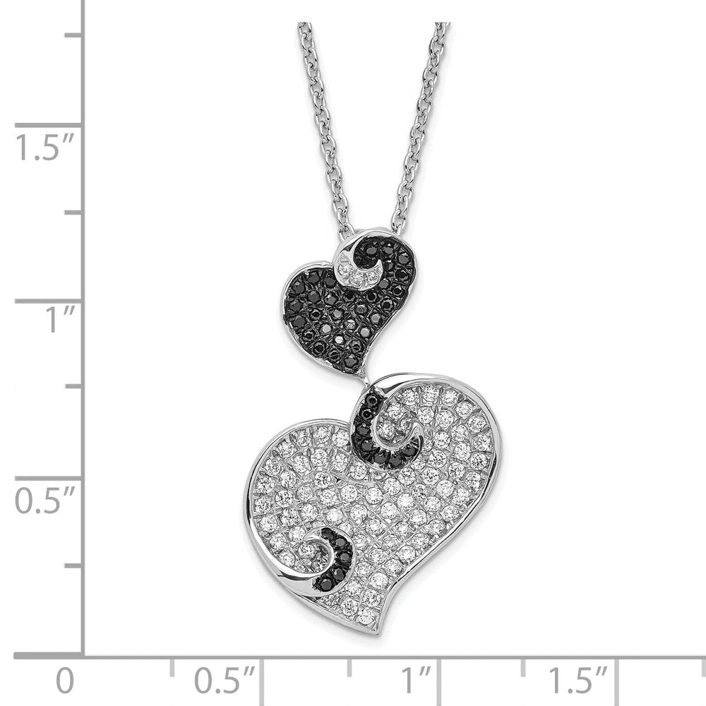 Brilliant Embers Necklaces Sterling Silver Cubic Zirconia Hearts Necklace