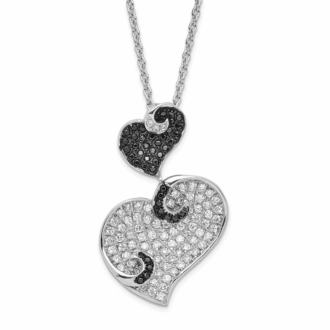 Brilliant Embers Necklaces Sterling Silver Cubic Zirconia Hearts Necklace