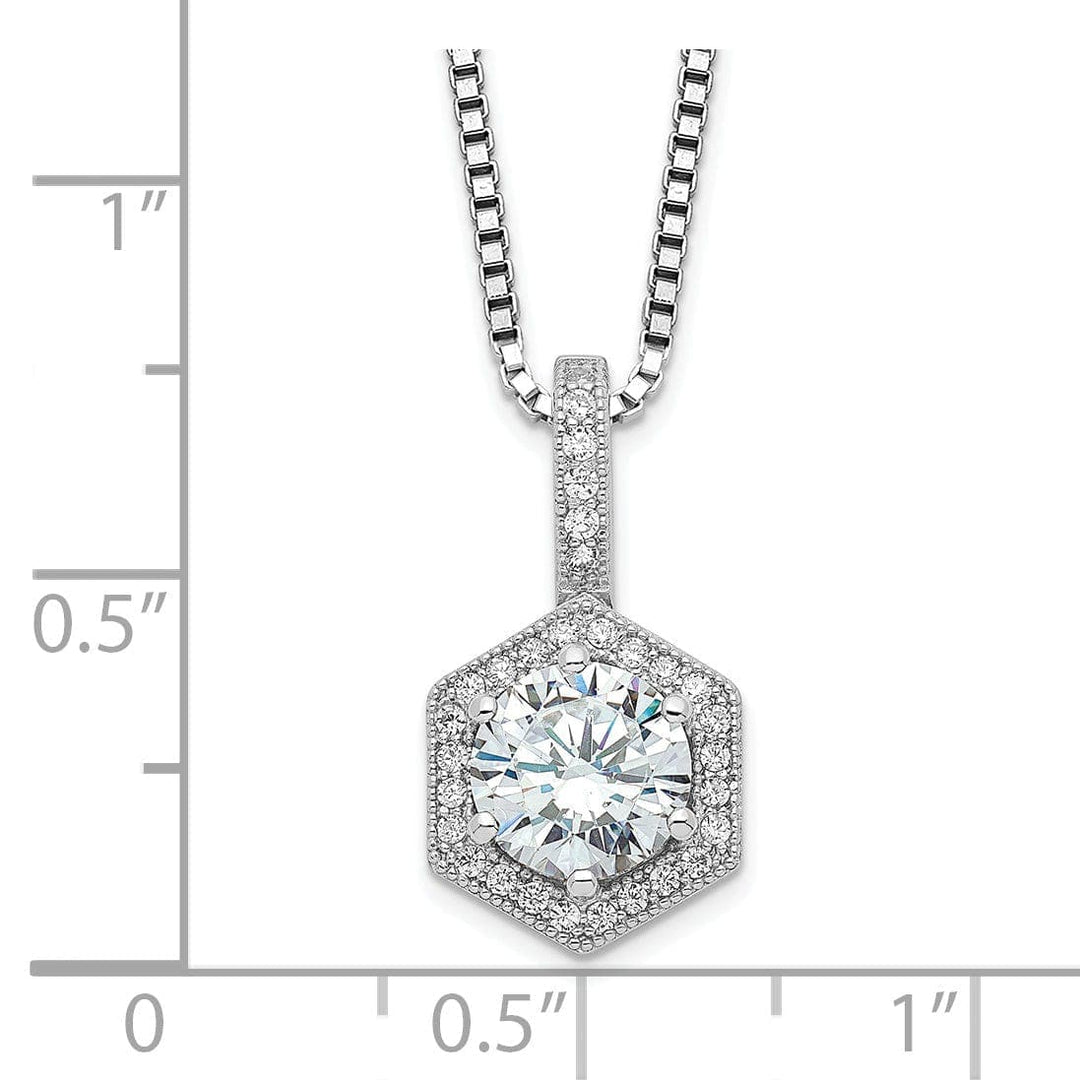 Lovely Rita's Necklaces Sterling Silver Cubic Zirconia Hexagon Necklace