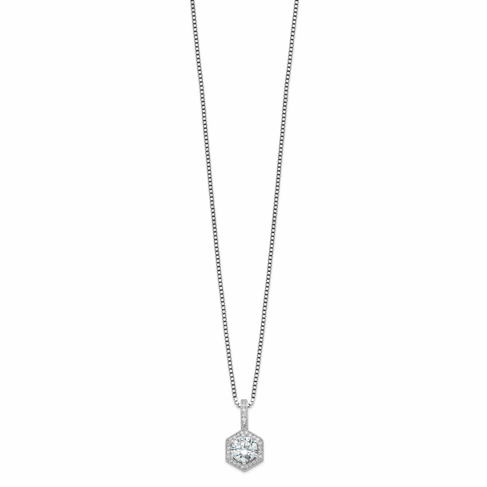 Lovely Rita's Necklaces Sterling Silver Cubic Zirconia Hexagon Necklace