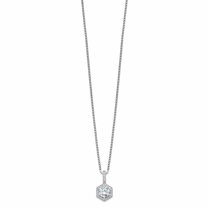 Lovely Rita's Necklaces Sterling Silver Cubic Zirconia Hexagon Necklace