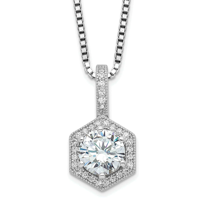 Lovely Rita's Necklaces Sterling Silver Cubic Zirconia Hexagon Necklace