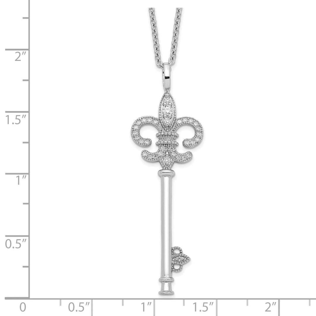 Lovely Rita's Necklaces Sterling Silver Cubic Zirconia Key Necklace