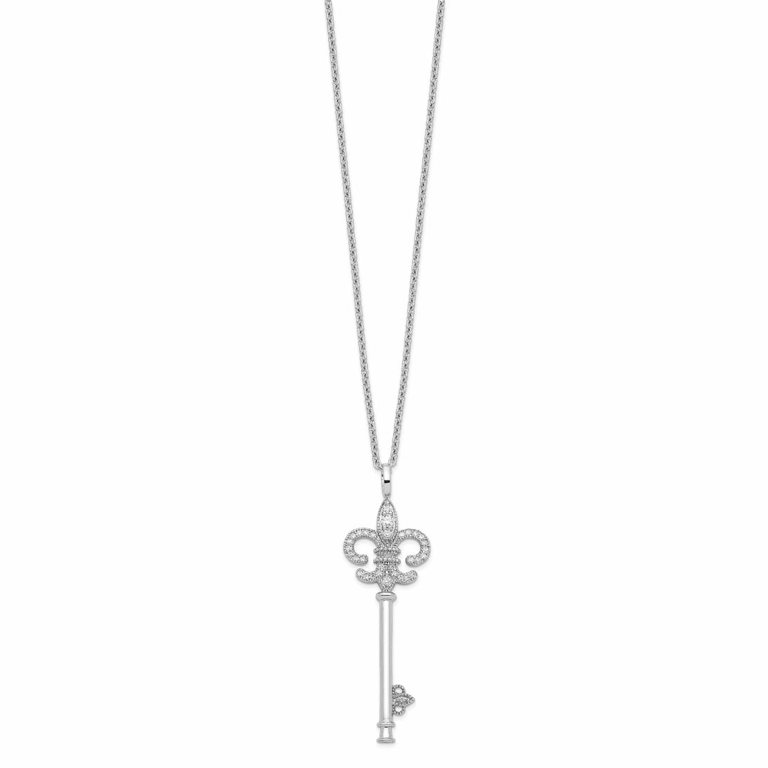 Lovely Rita's Necklaces Sterling Silver Cubic Zirconia Key Necklace