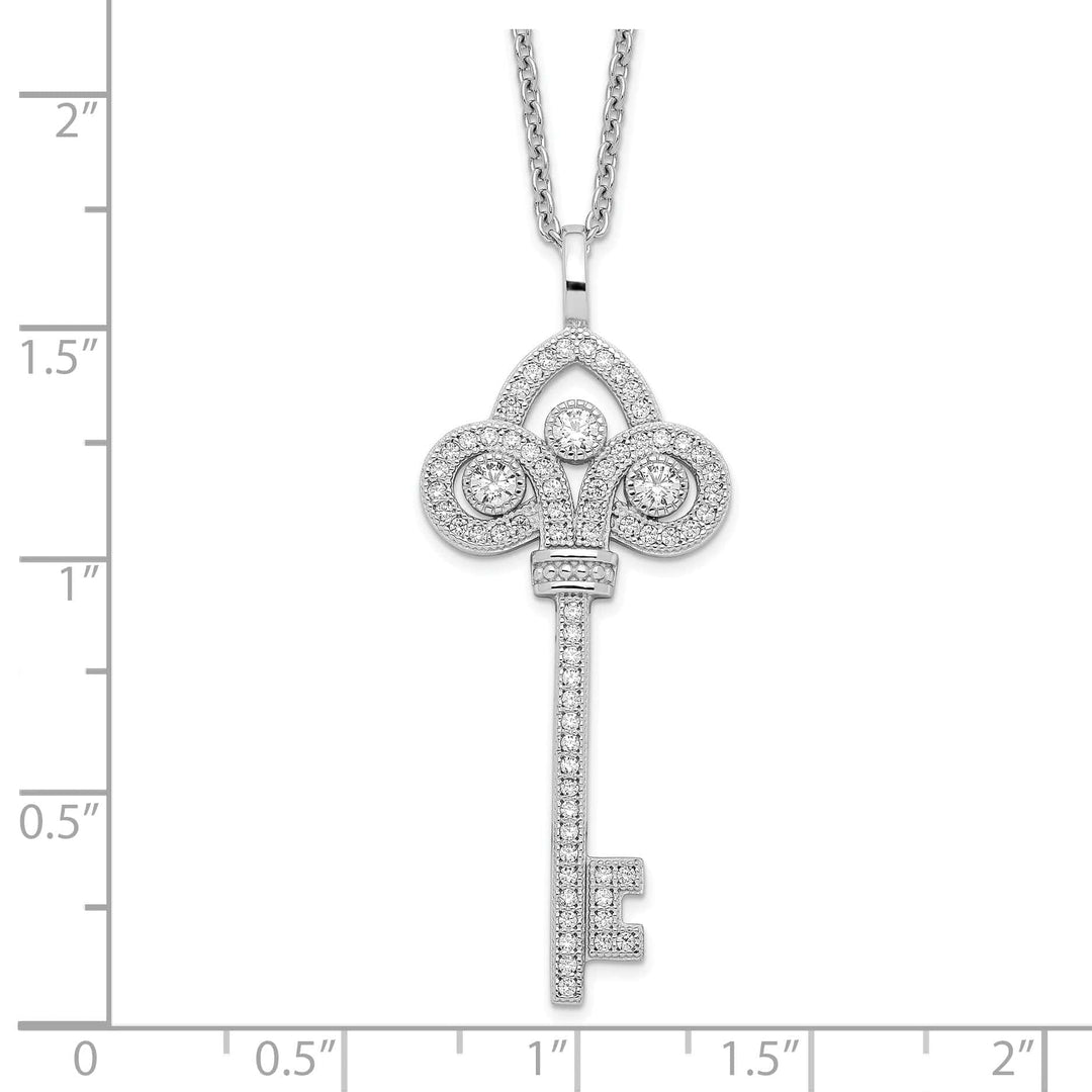 Lovely Rita's Necklaces Sterling Silver Cubic Zirconia Key Necklace